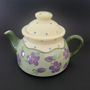 Rebecca Montgomery Ward Tea Pot Green Purple Floral Teapot